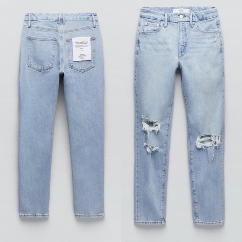 Good American Light Blue Straight Leg Jeans